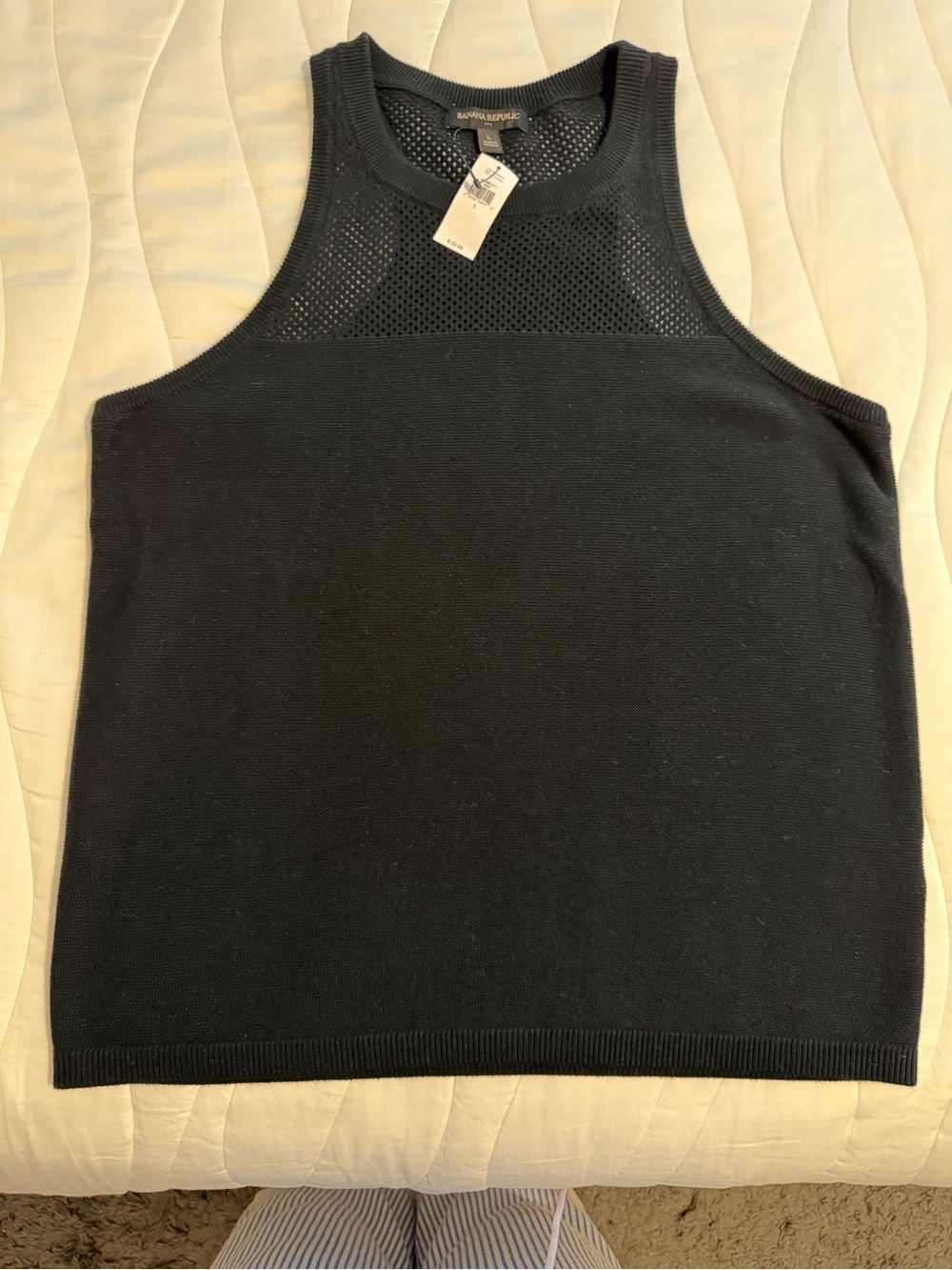 Banana Republic Black Mesh Yoke Crewneck Sweater Tank